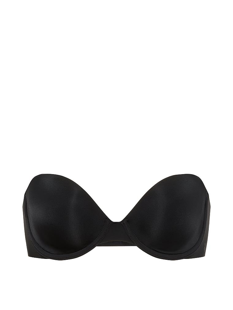 Podprsenka bez ramínek s mírně vypolstrovanými ramínky. Produkt je černý a pochází z kolekce Invisible by Victoria's Secret.