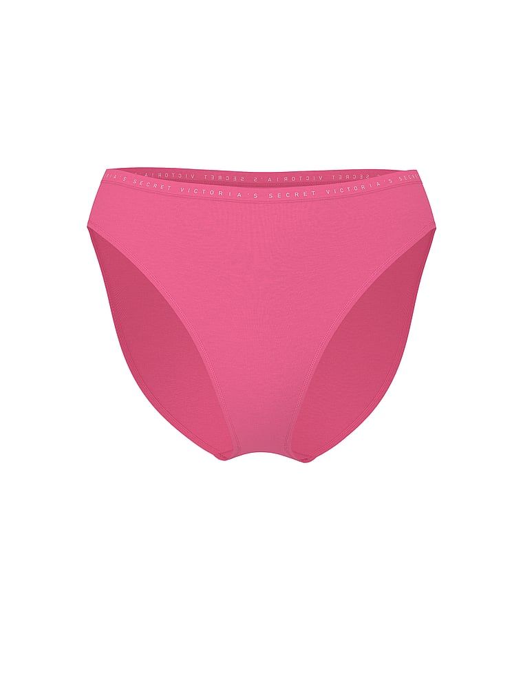 Bavlněné kalhotky s vysokým střihem na nohavicích High-Leg Brief. Produkt má růžovou barvu a pochází z kolekce Victoria's Secret.