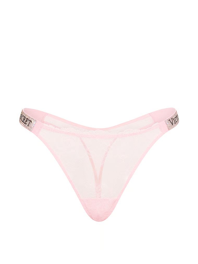 Krajková tanga s lesklými ramínky Shine Strap. Produkt má růžovou barvu a pochází z kolekce Very Sexy.
