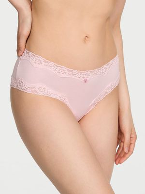 Lace Trim Bavlněné koketní kalhotky s krajkou v pase