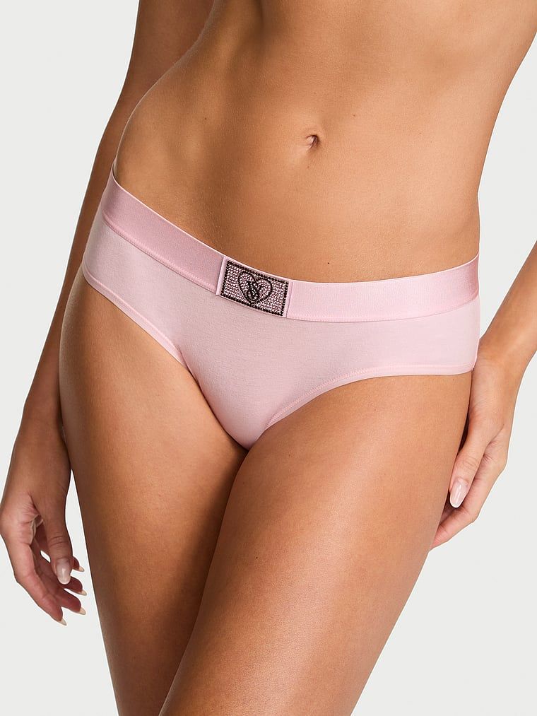Bavlněné kalhotky s lesklým logem Hiphugger s nášivkou Heart Shine. Produkt je růžové barvy a pochází z kolekce Cotton.