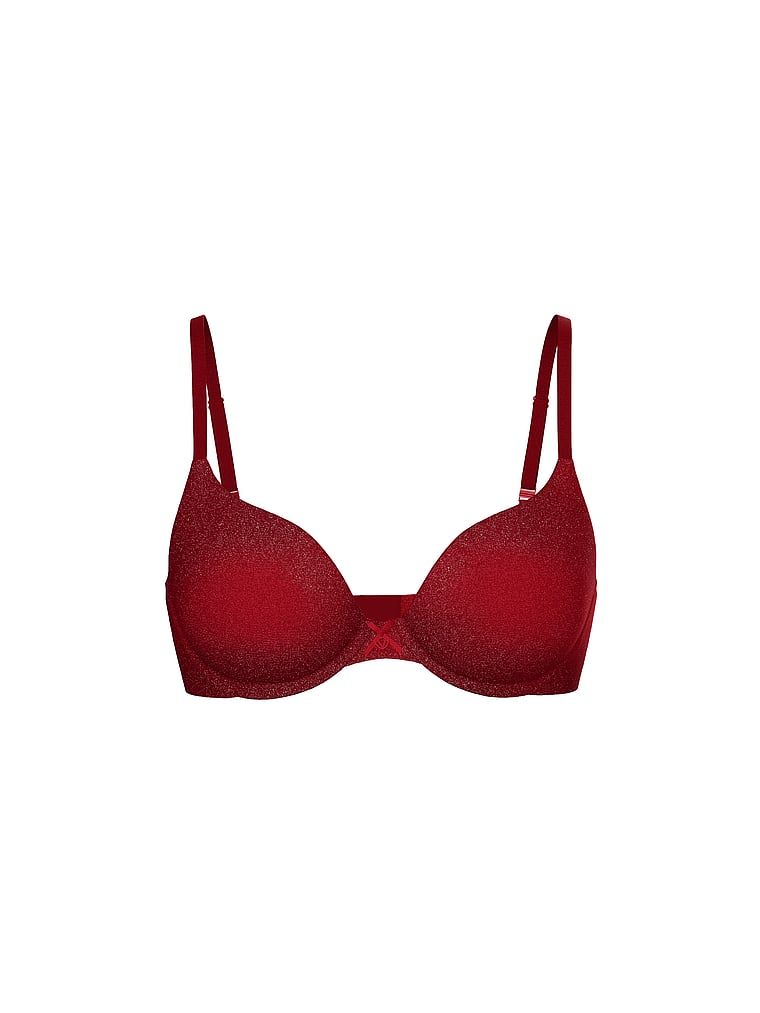 Mírně vyztužená podprsenka s pevně vsazenými košíčky Shimmer. Produkt je červené barvy a pochází z kolekce Body by Victoria.