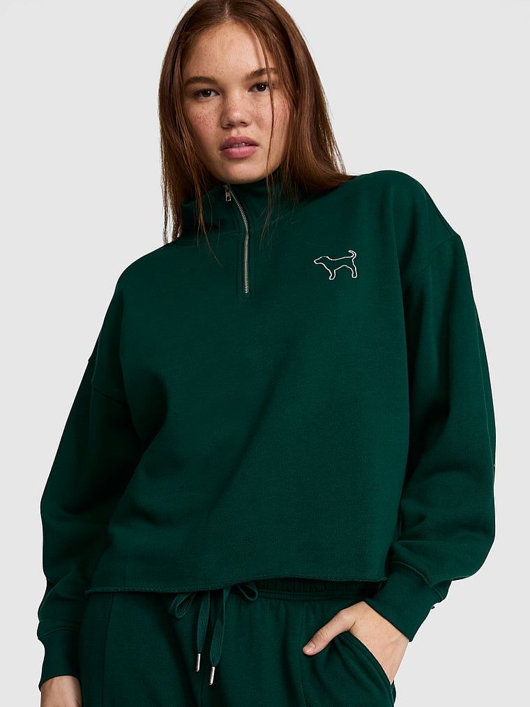 PINK Mikina Campus Fleece rovného střihu se čtvrtzipem