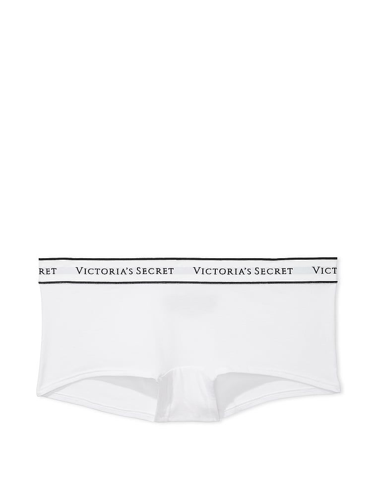 Bavlněné kalhotky s logem v pase Boyshort. Výrobek je bílý a pochází z kolekce Cotton.