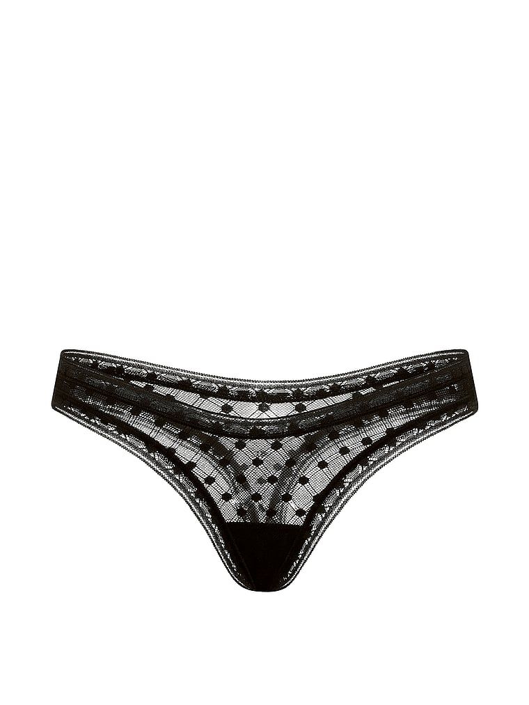 Dot Geo Ultra-Mini Scoop krajkové tanga. Produkt je černý a pochází z kolekce Lacie.
