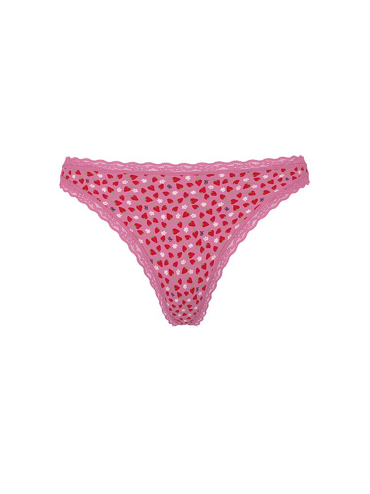 Bavlněné tanga s krajkou na okrajích Lace-Waist. Produkt je vzorovaný a pochází z kolekce Lace Trim.