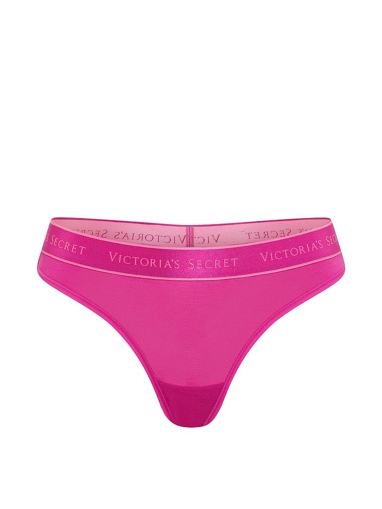 Bavlněné tanga s logem v pase. Produkt je růžové barvy a pochází z kolekce Cotton.