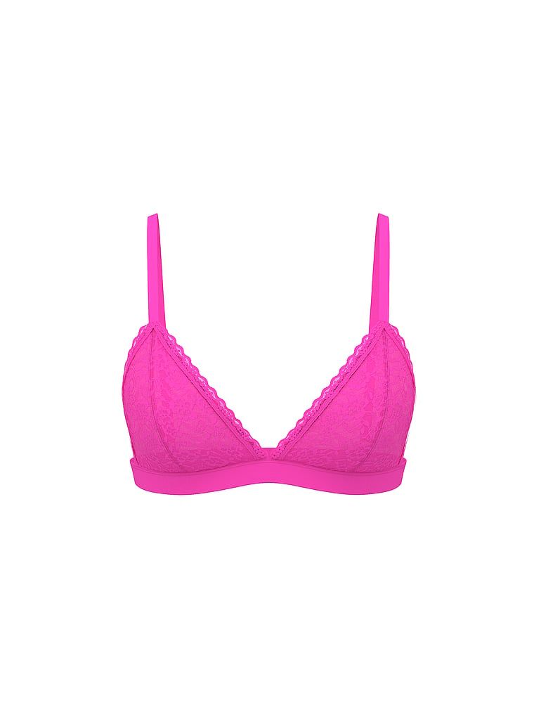 Krajková braletka bez polstrování. Produkt je růžové barvy a pochází z kolekce Victoria's Secret.