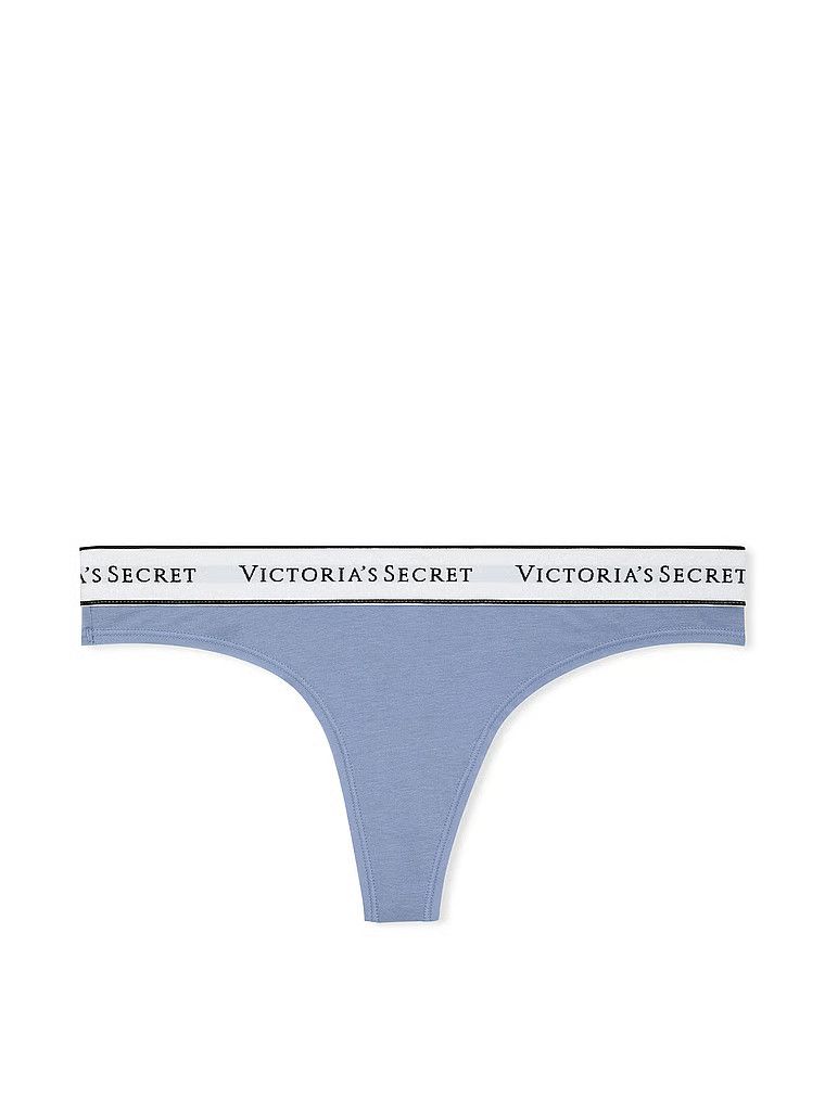 Bavlněná tanga s logem v pase. Výrobek je modrý a pochází z kolekce Cotton.