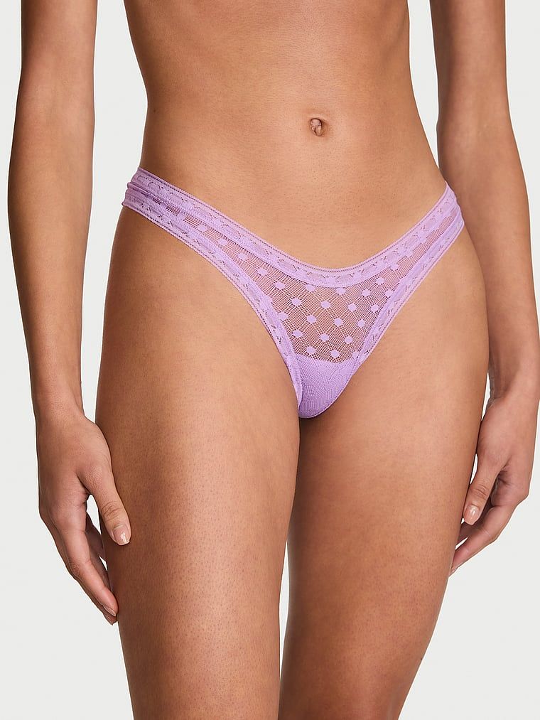 Lacie Krajková tanga Dot Geo s průstřihem