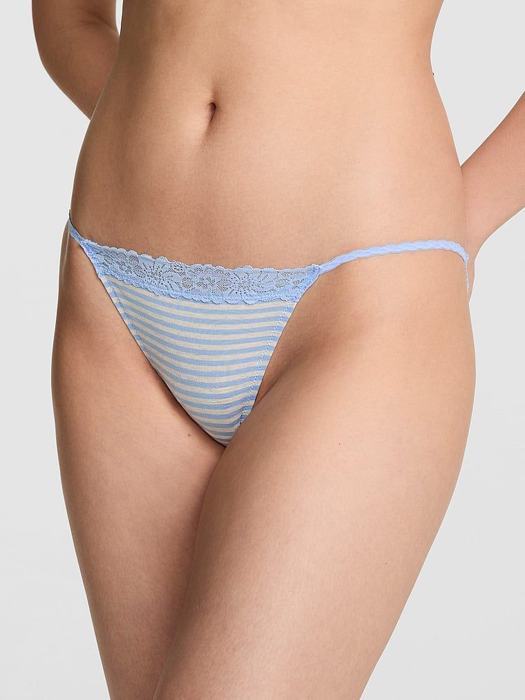 Bavlněné kalhotky bikini s krajkovým lemem