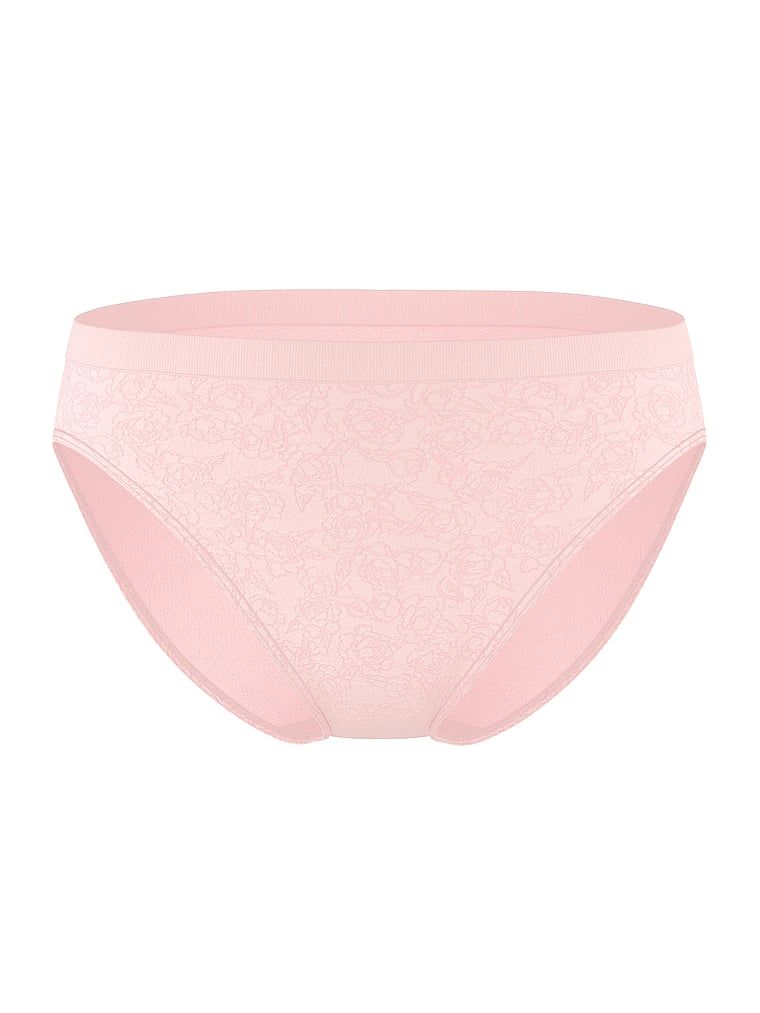 Slipy s vysoce střiženými nohavičkami bez švů. Produkt je květinové barvy a pochází z kolekce Seamless.