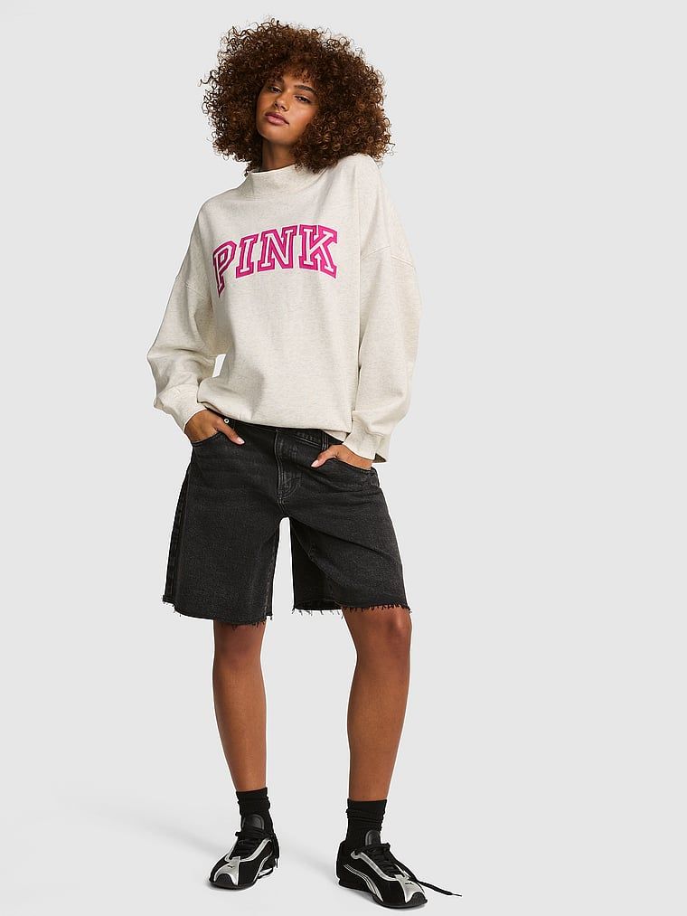 Oversize mikina s nízkým rolákem Campus Fleece