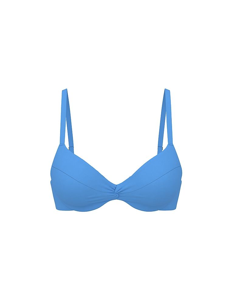 Top v bikinách s kliky Essential Twist. Produkt je modré barvy a pochází z kolekce Victoria's Secret Swim.