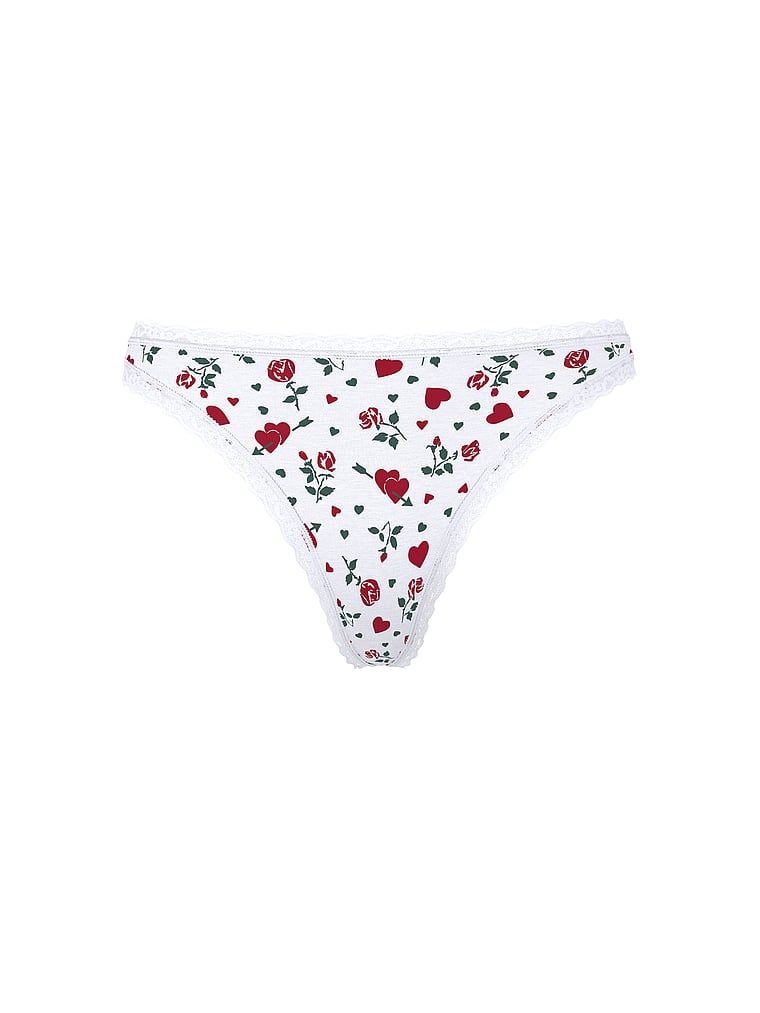 Bavlněné tanga s krajkou na okrajích Lace-Waist. Produkt je vzorovaný a pochází z kolekce Lace Trim.