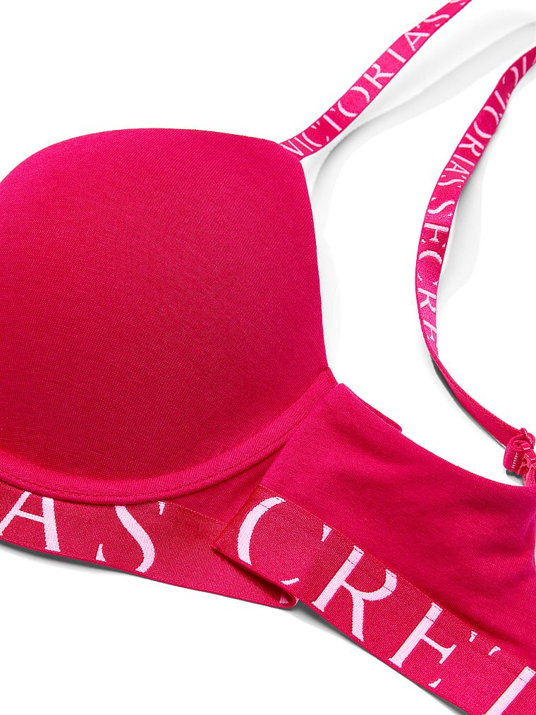 Push-up bavlněná podprsenka Perfect Shape Exploded Logo. Produkt je růžové barvy a pochází z kolekce triček.