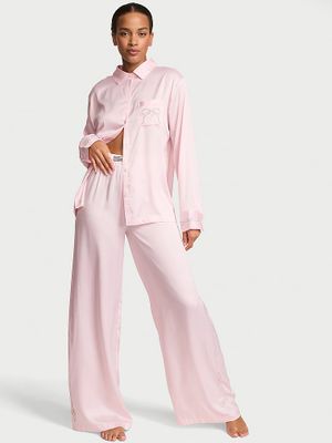 Victoria's Secret Saténové lesklé dlouhé pyžamo „Signature“
