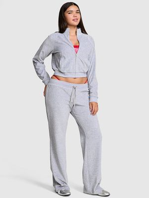 PINK Vintage velurové kalhoty s rozšířenými nohavicemi