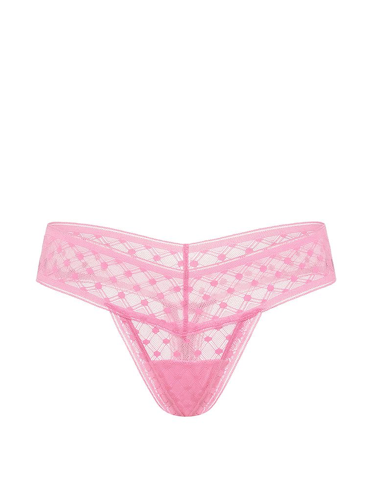 Tanga vyrobená z krajky Dot Geo. Produkt je růžové barvy a pochází z kolekce Lacie.