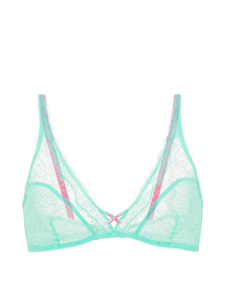 Krajková braletka bez kostic, Tease. Produkt je modré barvy a pochází z kolekce Victoria's Secret.