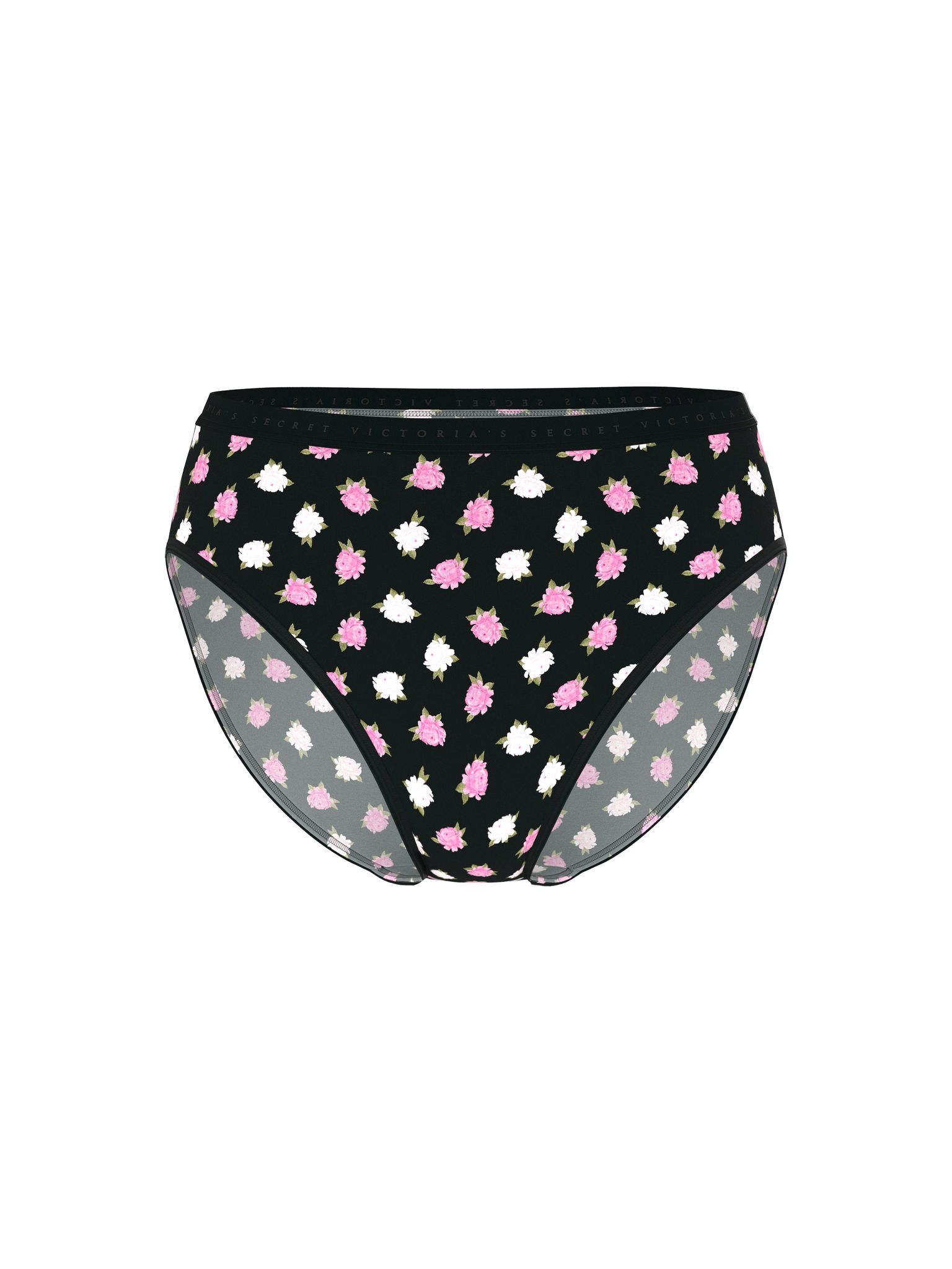 Bavlněné kalhotky s vysokými nohavicemi a vysoko střiženými nohavicemi. Produkt je vzorovaný a pochází z kolekce Victoria's Secret.