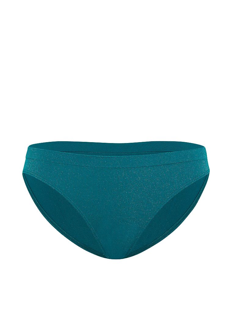 Lesklé třpytivé bikinové kalhotky. Produkt je modré barvy a pochází z kolekce Seamless.