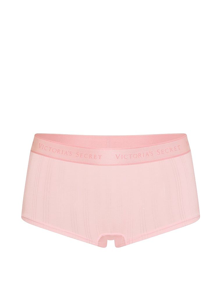 Kraťasy vyrobené z Ultra-Fine Logo Boyshort modal. Produkt je růžové barvy a pochází z kolekce Cotton.