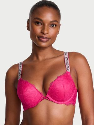 Very Sexy Krajková třpytivá push-up podprsenka Bombshell Add-2-Cups Shine Strap
