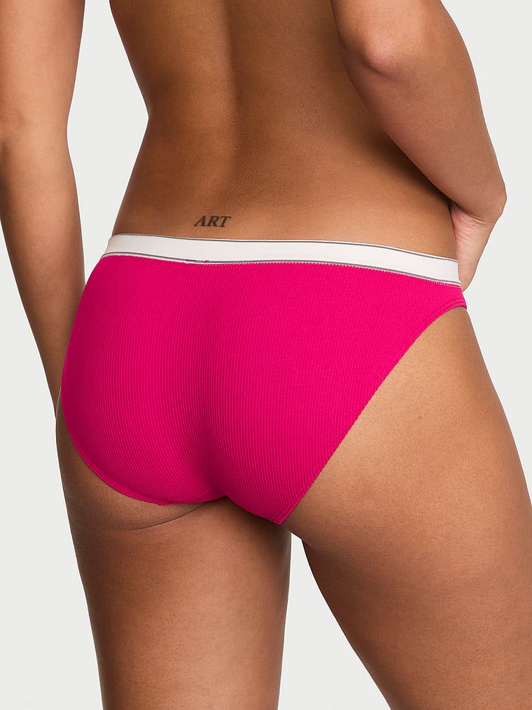 Žebrované kalhotky s logem Seamless Rib Bikini. Produkt má vzorovanou barvu a pochází z kolekce Seamless.