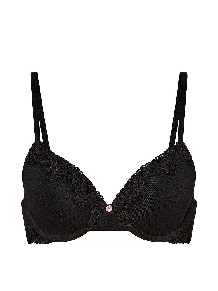 Push-up bavlněná podprsenka Perfect Shape. Produkt je černý a pochází z kolekce triček.