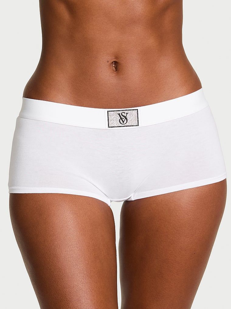 Bavlněné šortky s lesklým logem Shine Patch. Výrobek je bílé barvy a pochází z kolekce Cotton.