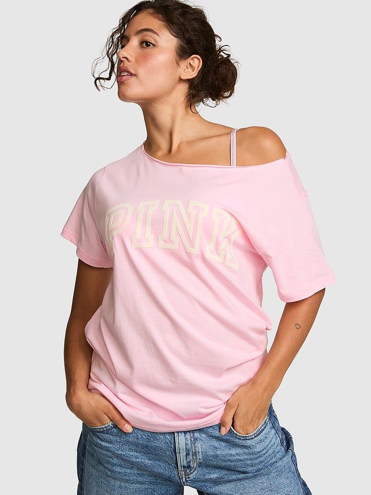 PINK Tričko Campus Cotton s odhalenými rameny
