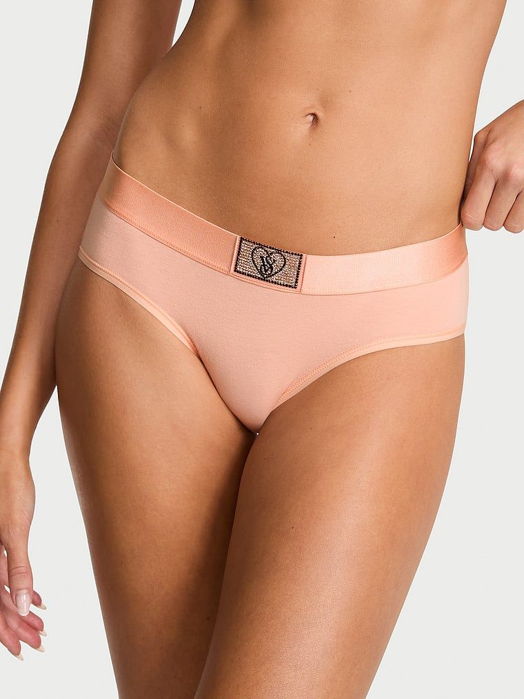 Bavlněné kalhotky s lesklým logem Hiphugger s nášivkou Heart Shine. Produkt je růžové barvy a pochází z kolekce Cotton.