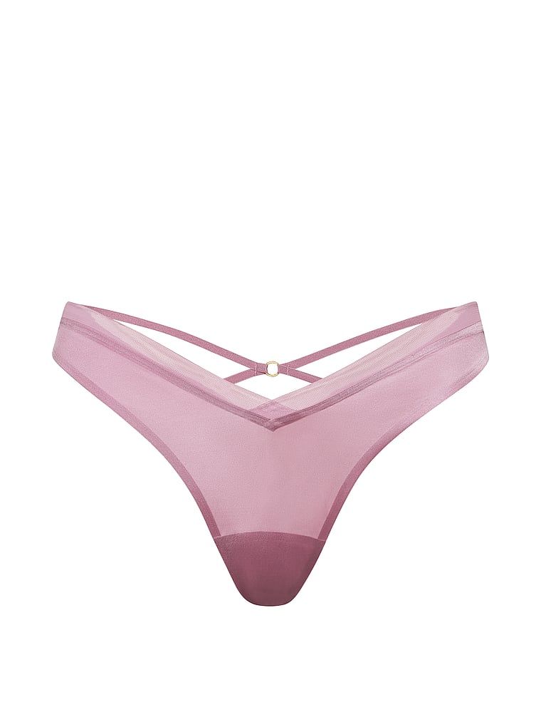 Tanga s ramínky na zádech Sheer Reveal. Produkt je růžové barvy a pochází z kolekce Very Sexy.