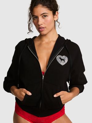 PINK Mikina Campus Fleece s kapucí a celorozepínacím zipem