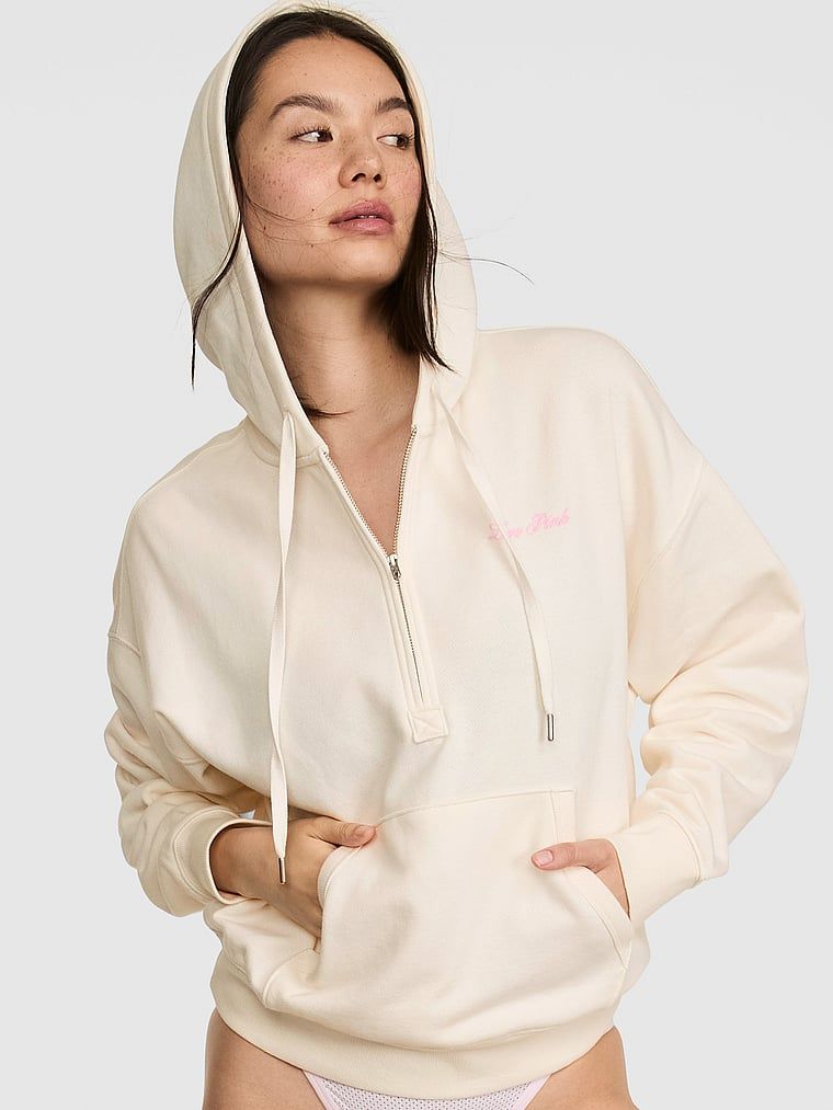 Mikina s kapucí a krátkým zipem Campus Fleece