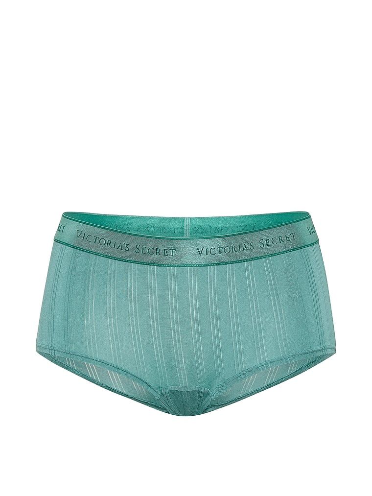 Kraťasy vyrobené z Ultra-Fine Logo Boyshort modal. Produkt je modré barvy a pochází z kolekce Cotton.