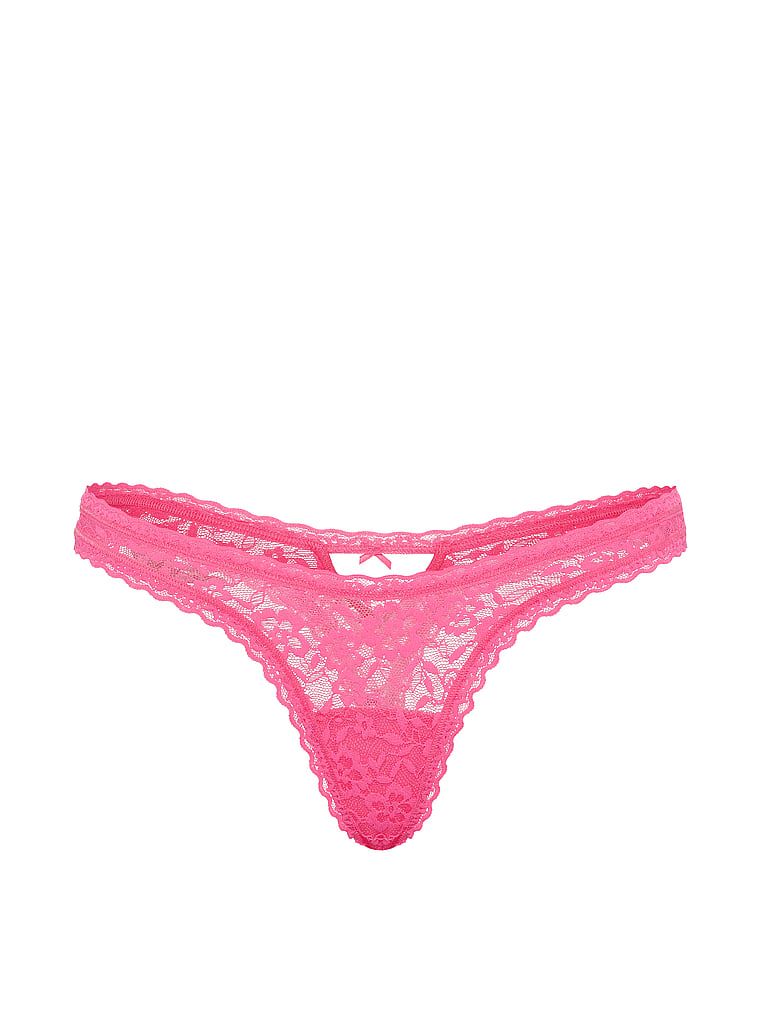 Krajkové tanga Keyhole Ultra-Mini Scoop. Produkt je růžové barvy a pochází z kolekce Lacie.