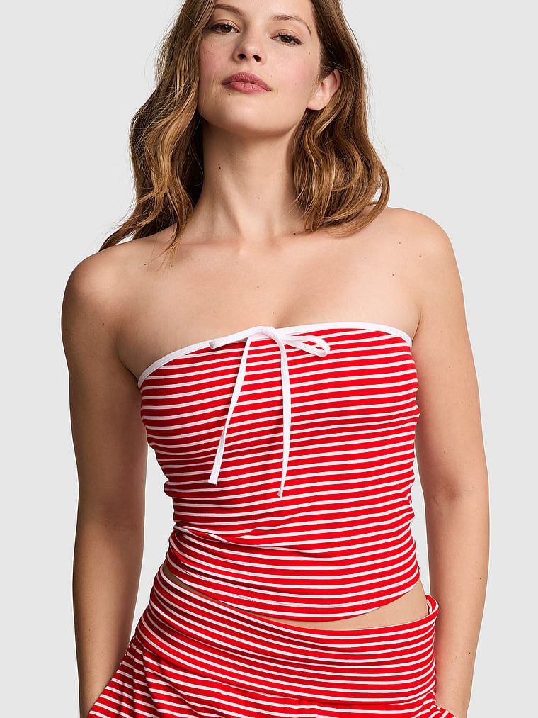 Top bandeau All-Day Cotton s řasením a zavazováním vpředu