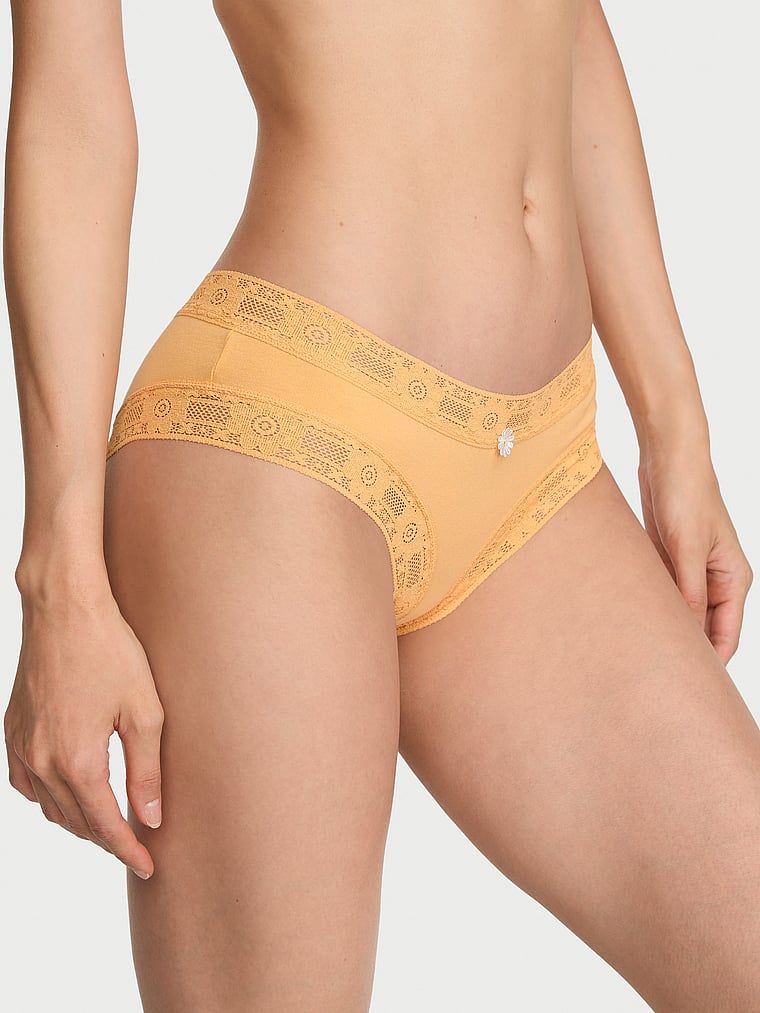 Lace Trim Bavlněné vyzývavé kalhotky s krajkovým lemem