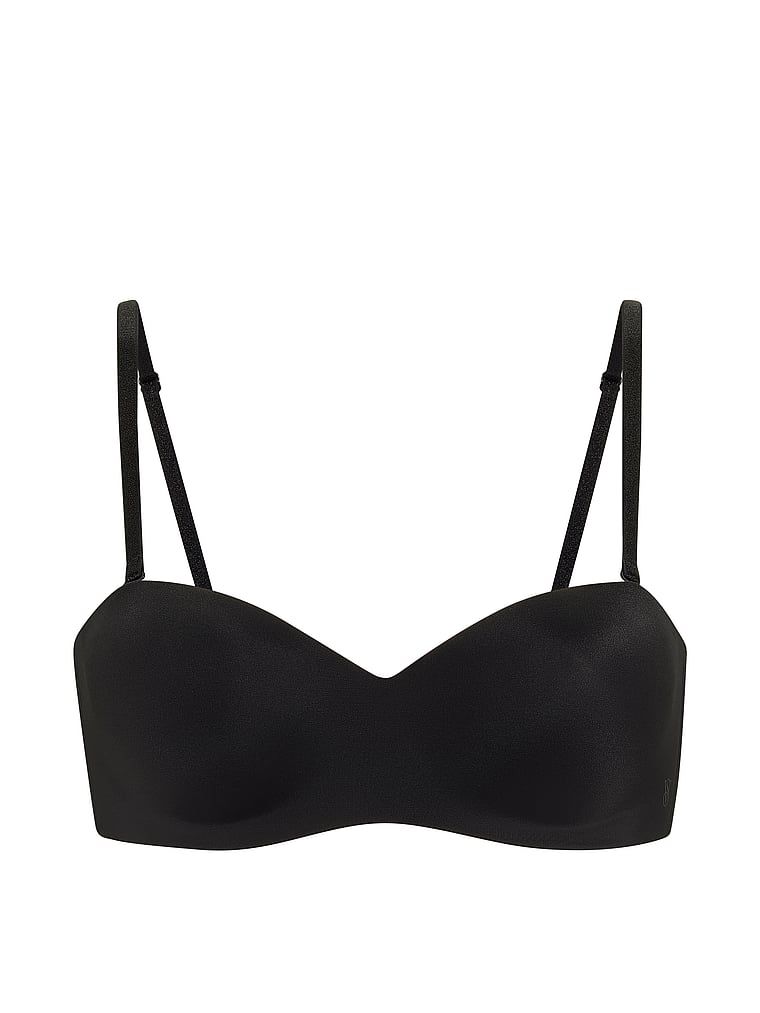Sweetheart podprsenka bez ramínek a mírně vycpávaná podprsenka. Produkt je černý a pochází z kolekce Invisible by Victoria's Secret.