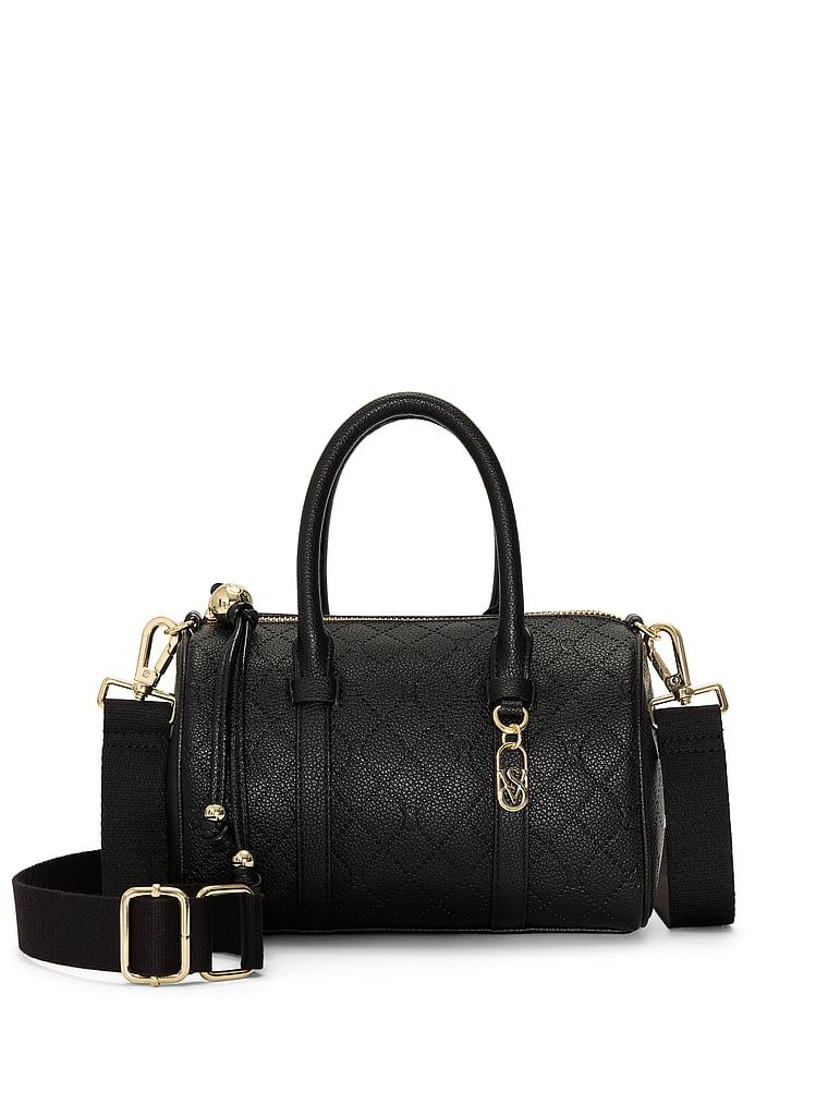Black Debossed Mini taška ve stylu duffle přes rameno