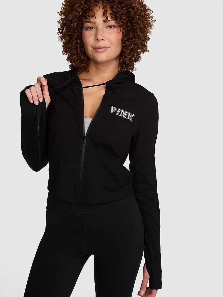 PINK Mikina All-Day Cotton s kapucí a zipem