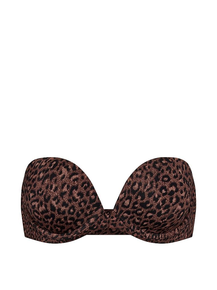 Push-up podprsenka bez ramínek. Produkt je vzorovaný a pochází z kolekce Victoria's Secret Bar.