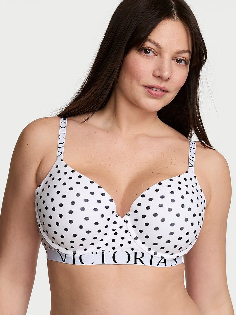 T-shirt Lehce podšitá bavlněná demi podprsenka s logem