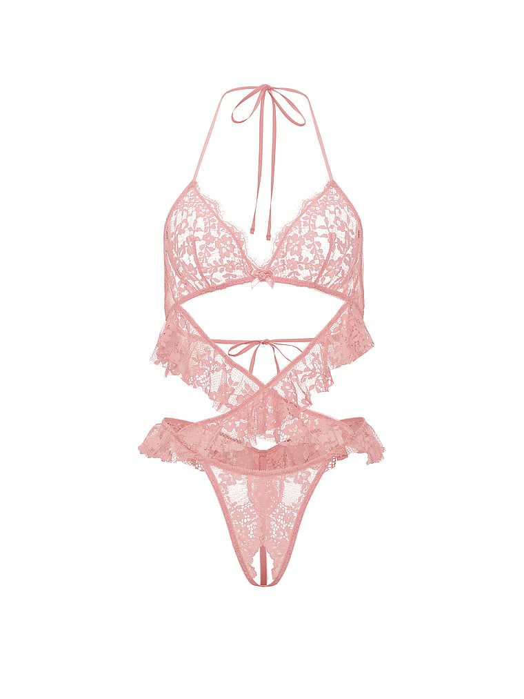 Body s peekaboo volánky. Produkt je růžové barvy a pochází z kolekce Dream Angels.