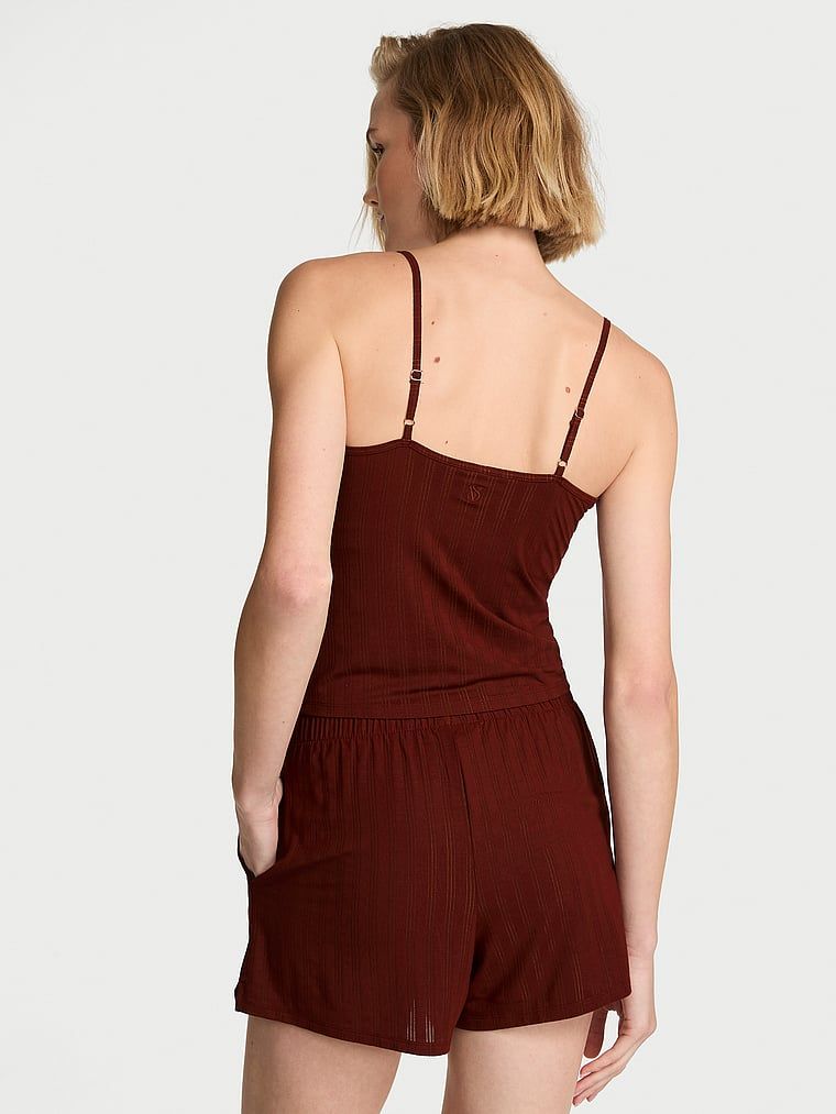 Modální spací sada – top s ramínky a šortky SoSoft. Produkt je hnědé barvy a pochází z kolekce Victoria's Secret.