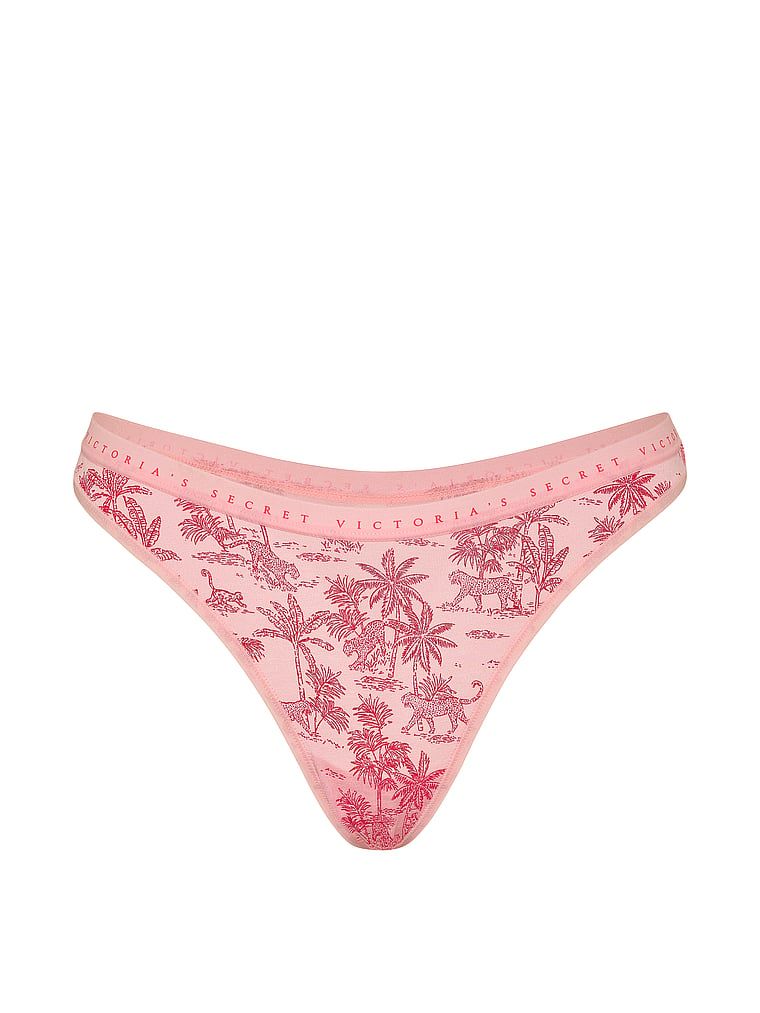 Bavlněné tanga s vysokými nohavičkami. Produkt je vzorovaný a pochází z kolekce Victoria's Secret.