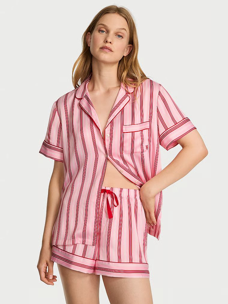 Victoria's Secret Krátké pyžamo z lesklého saténu