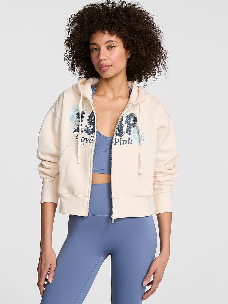 Krátká mikina s kapucí na zip Campus Fleece